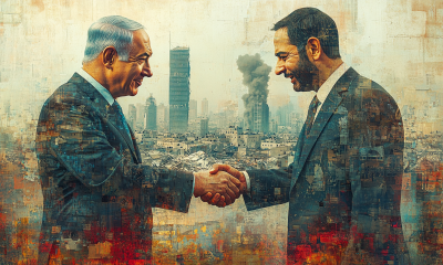 Leaders of Israel and Hamas shaking hands — Israel Hamas peace deal 2025