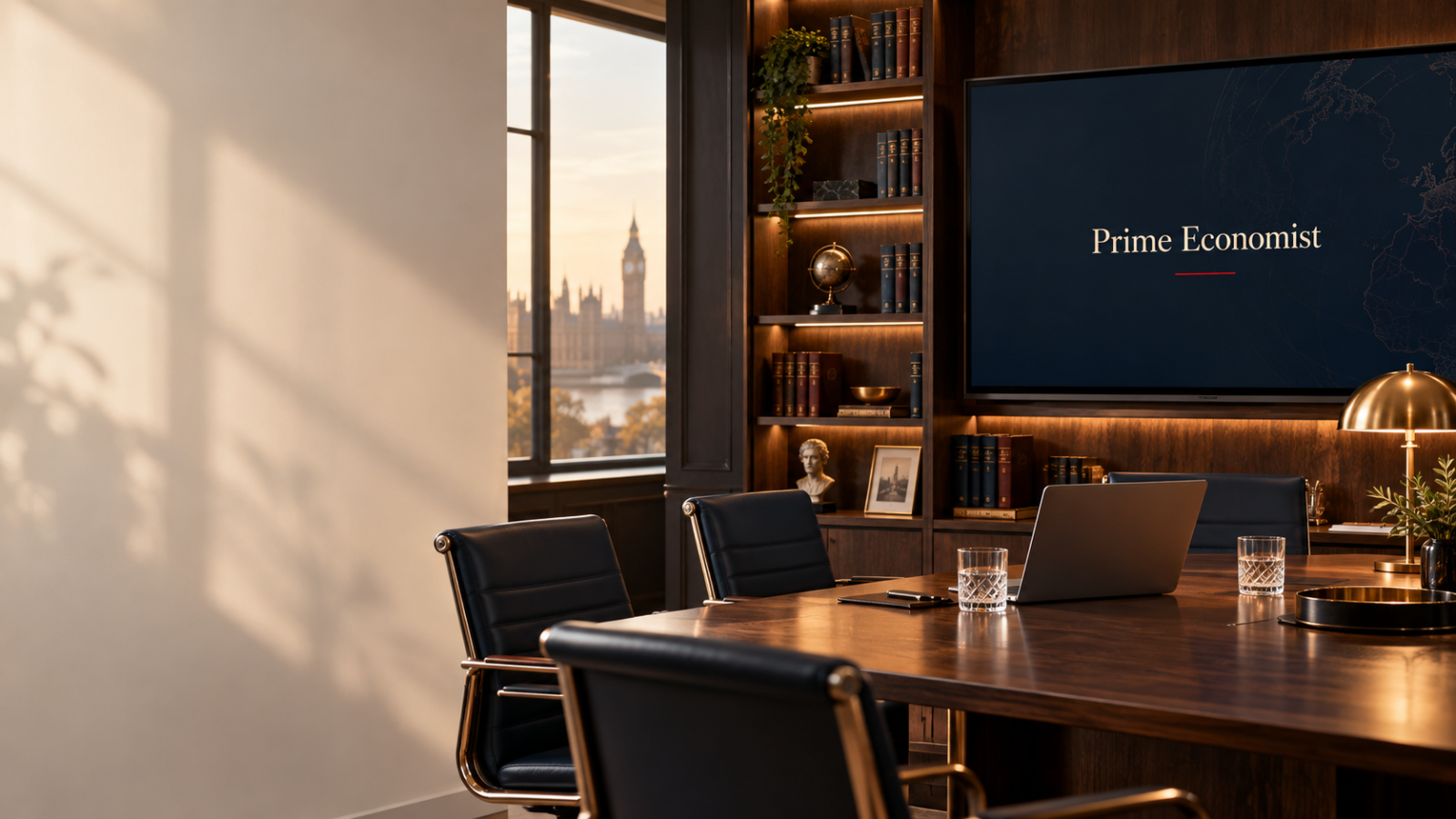 A warm meeting room prepared for a research partnership discussion.